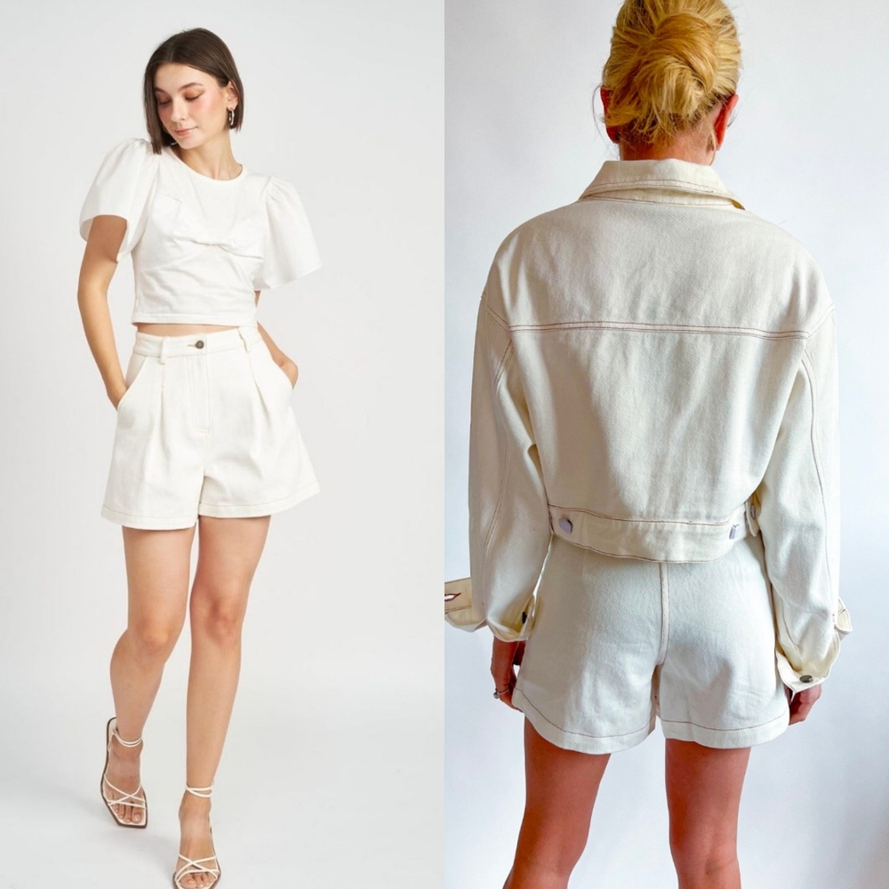 En Saison Palisades High Rise In Ivory Shorts Size M